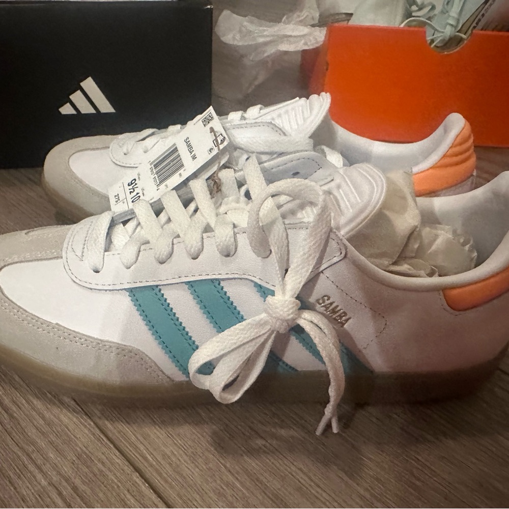Adidas Samba OG Inter Miami size 9.5. White blue orange BRAND NEW w TAGS